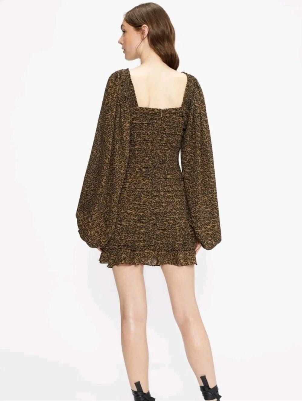 Ted Baker London Wyatte Ruched Bodycon Mini Dress Long Sleeve Animal Print XS/1 - Picture 10 of 10
